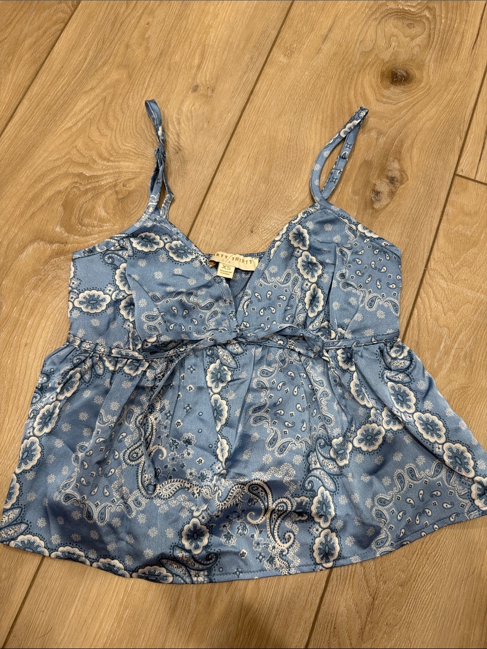 Blue Paisley Tie-Front Cami Top